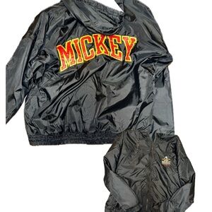 Vintage Disney Black Windbreaker with Mickey embroidery details